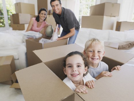 Packed moving boxes ready for house removals in Penge