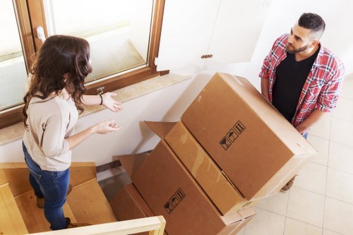 Boxes and furniture measured for a cubic-yard Penge Storage estimate