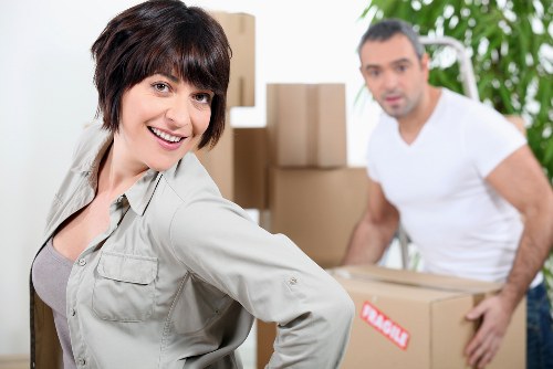 Packed boxes and furniture ready for removals in Penge