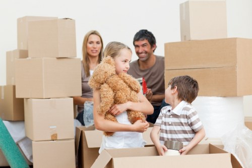 Packed household items prepared for storage during a move in Penge